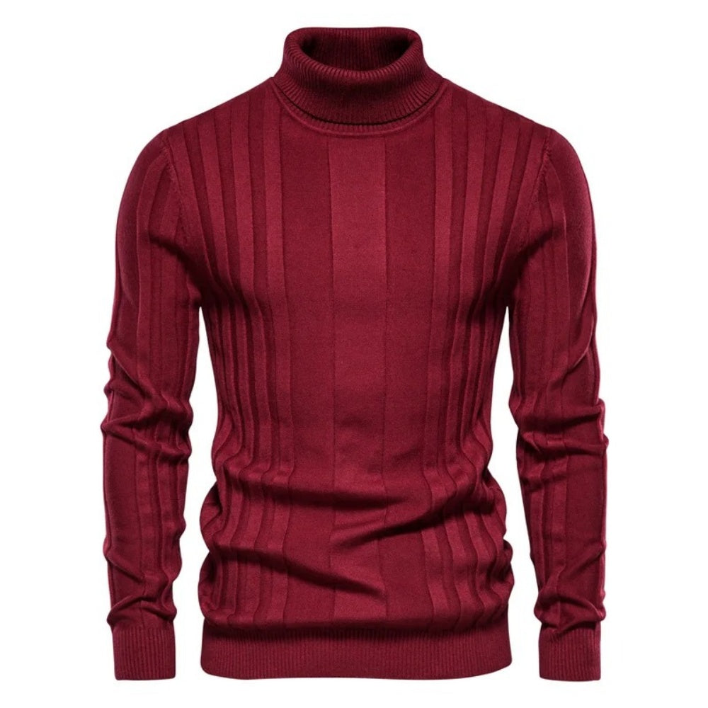 Men's Ribbed Turtleneck Knit Sweater