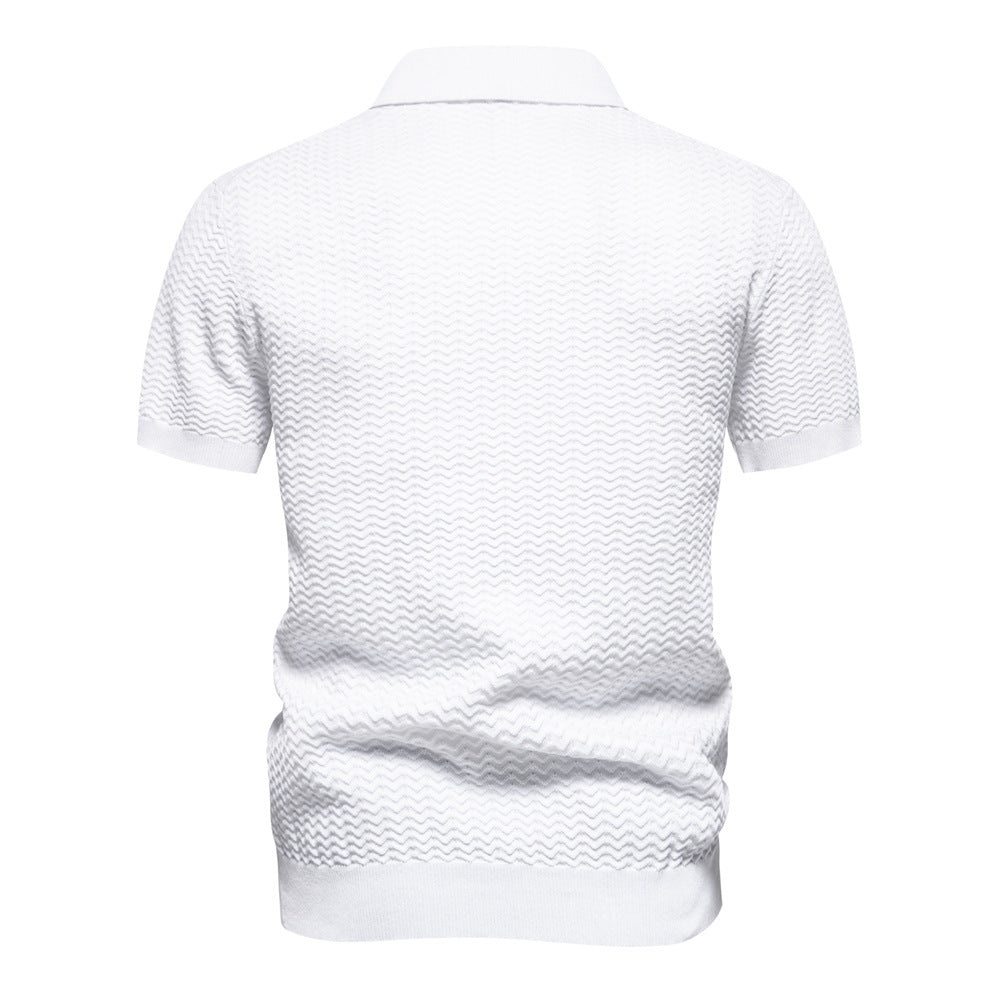 Men’s Striped Zip Polo Shirt