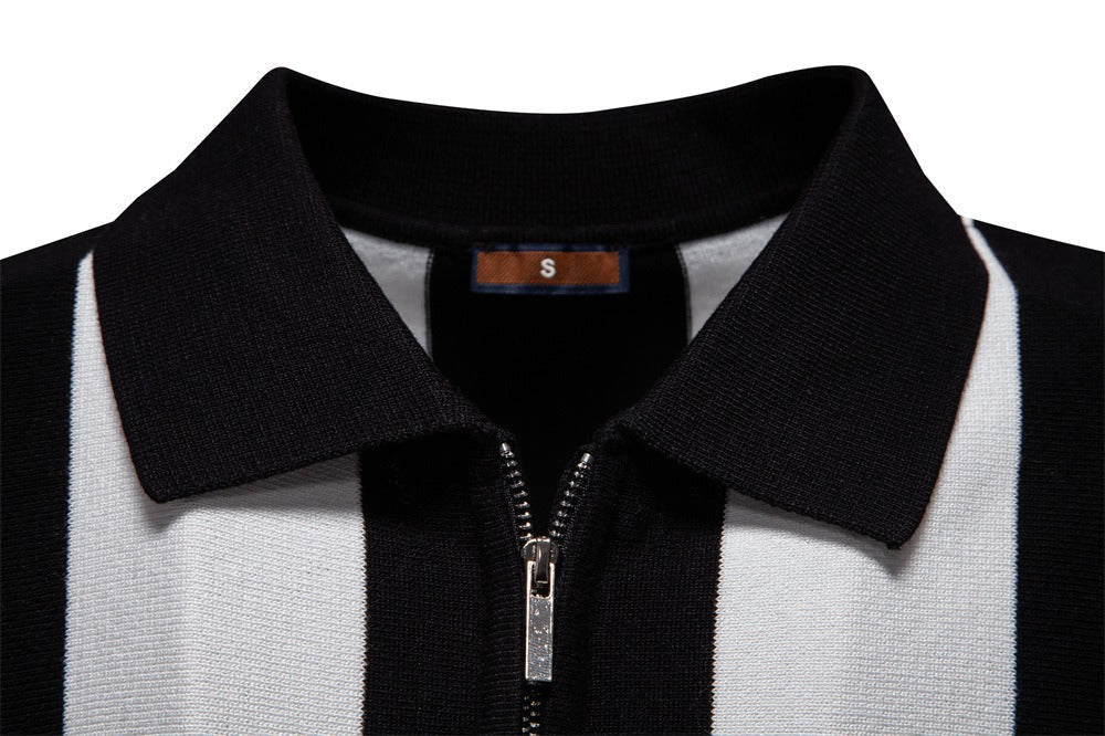 Men’s Bold Stripe Zip Polo Shirt