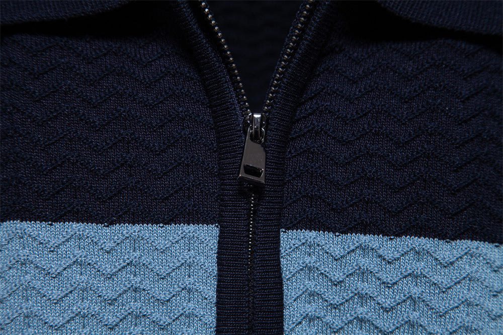 Men’s Striped Zip Polo Shirt