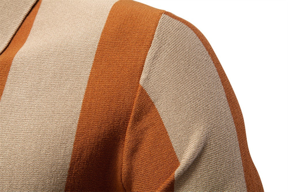 Men’s Bold Stripe Zip Polo Shirt