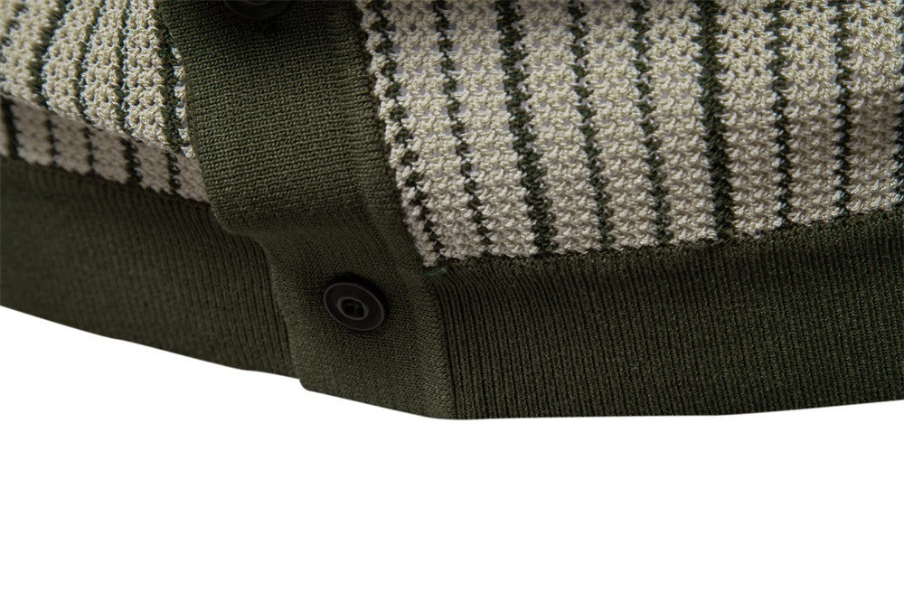 Colorblock Striped Knit Polo Shirt