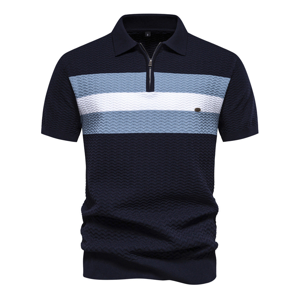 Men’s Striped Zip Polo Shirt