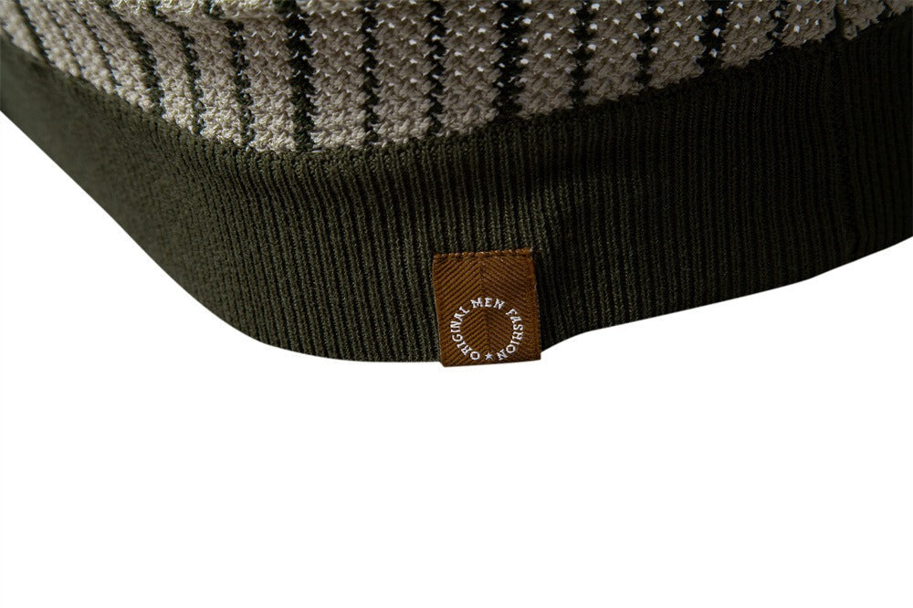 Colorblock Striped Knit Polo Shirt