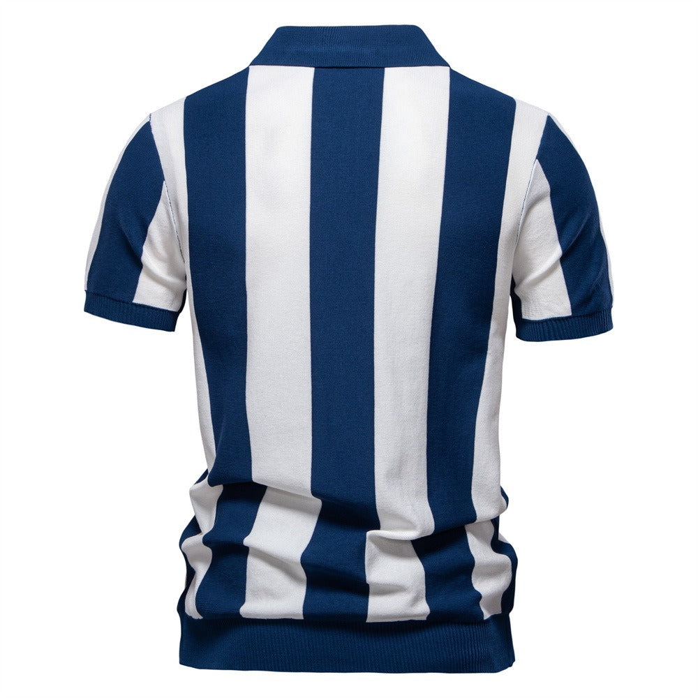 Men’s Bold Stripe Zip Polo Shirt