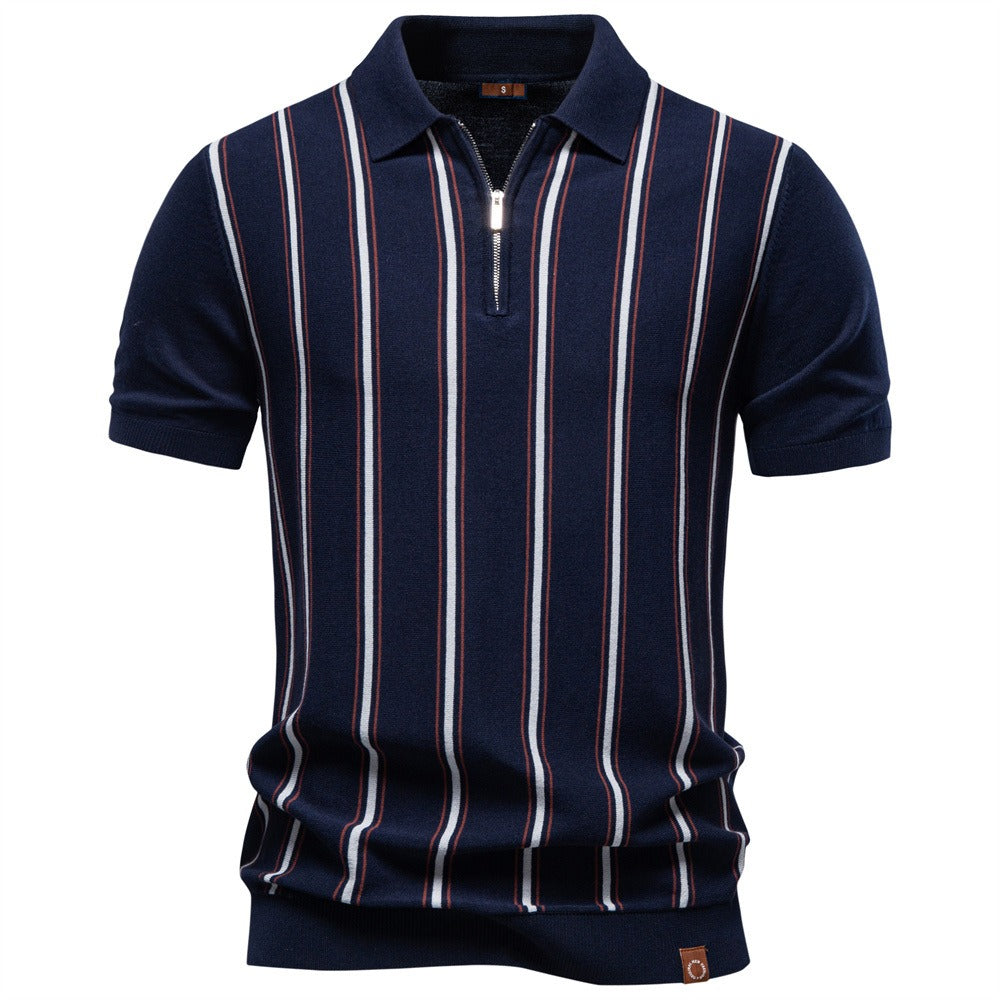 Men’s Striped Zip Knit Polo