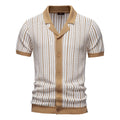 Colorblock Striped Knit Polo Shirt