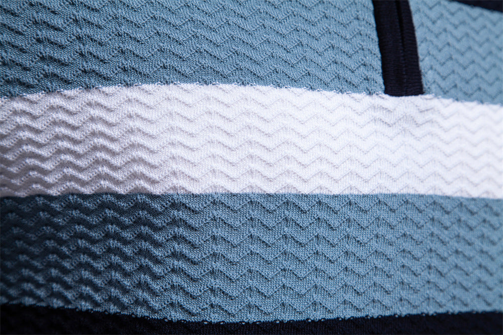 Men’s Striped Zip Polo Shirt