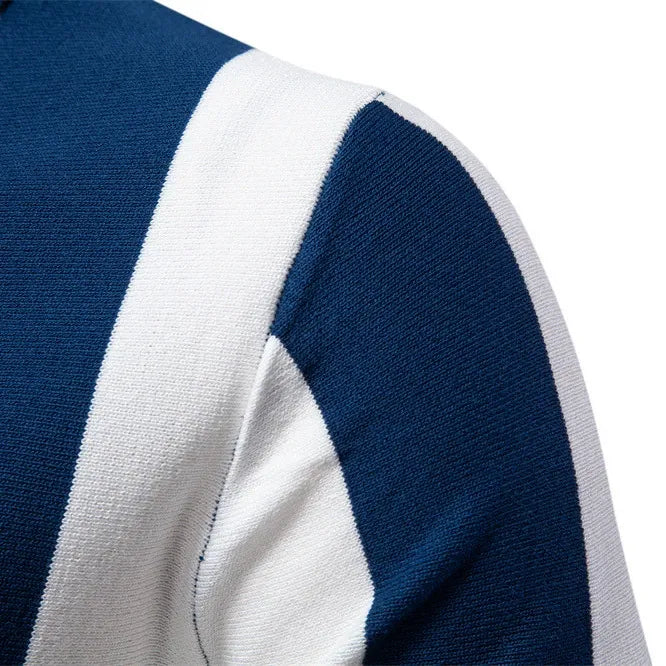 Men’s Bold Stripe Zip Polo Shirt