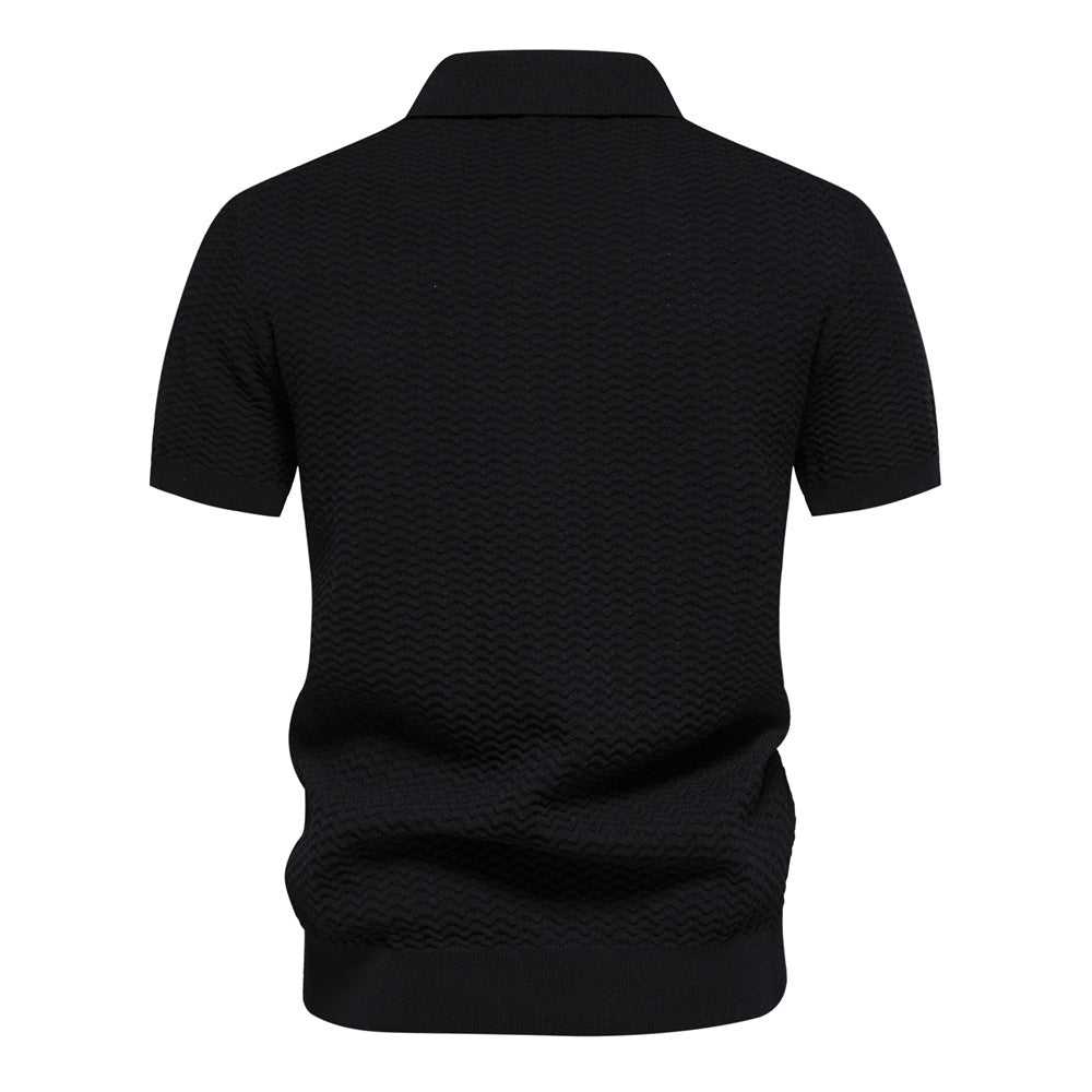 Men’s Striped Zip Polo Shirt
