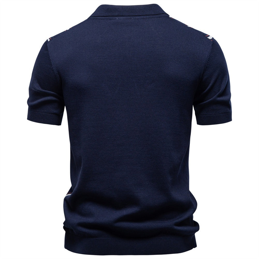 Men’s Striped Zip Knit Polo