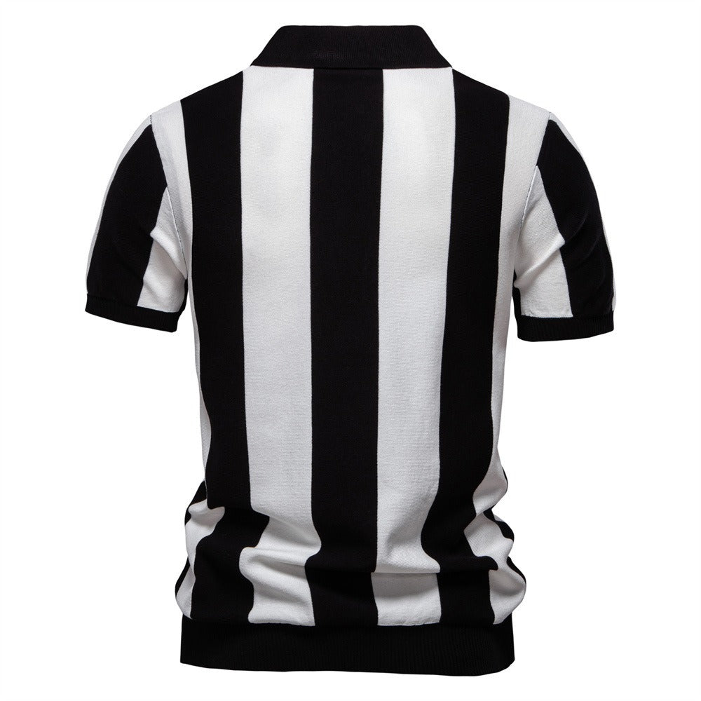 Men’s Bold Stripe Zip Polo Shirt