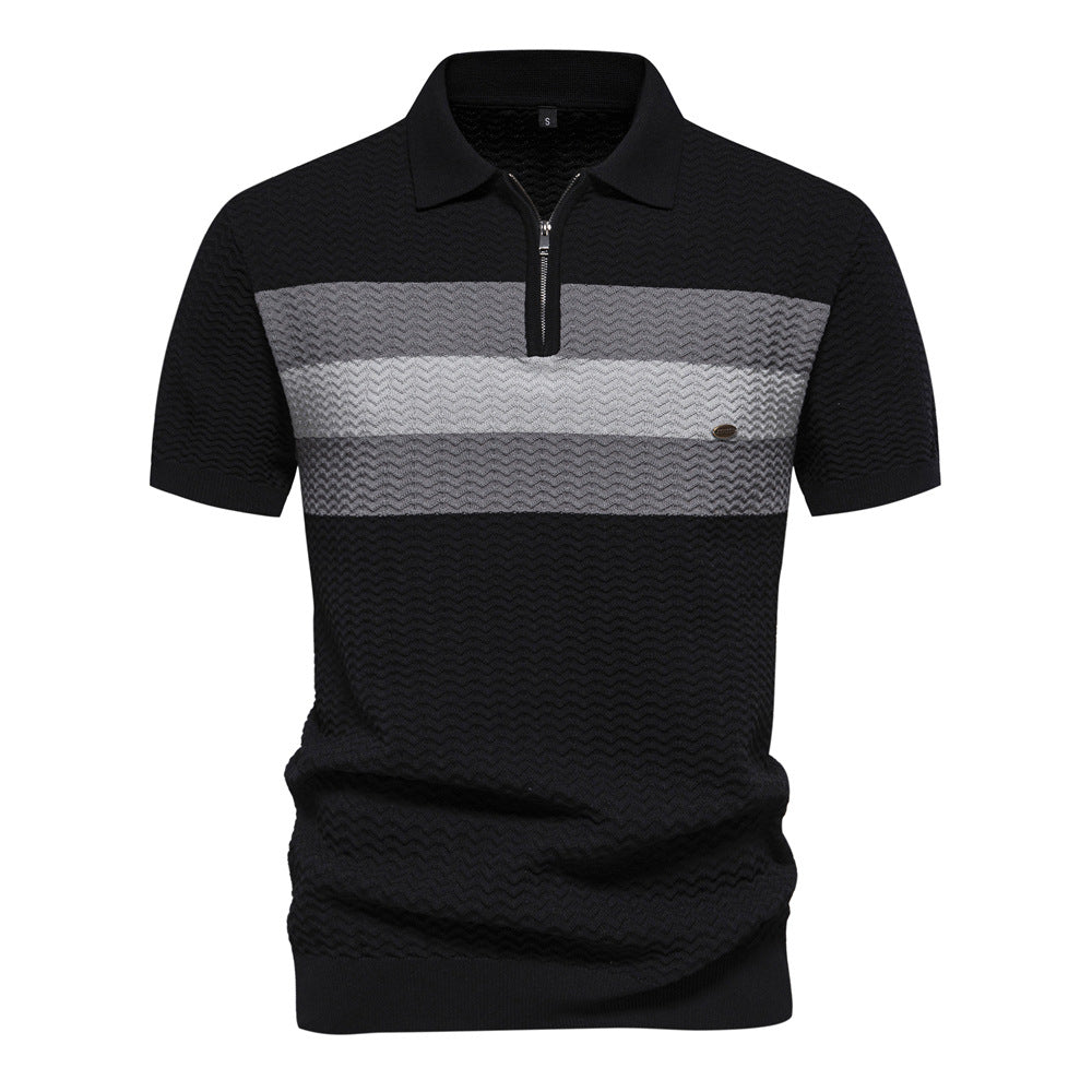 Men’s Striped Zip Polo Shirt