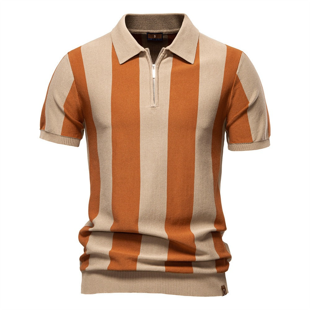 Men’s Bold Stripe Zip Polo Shirt