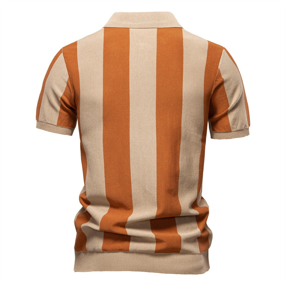 Men’s Bold Stripe Zip Polo Shirt