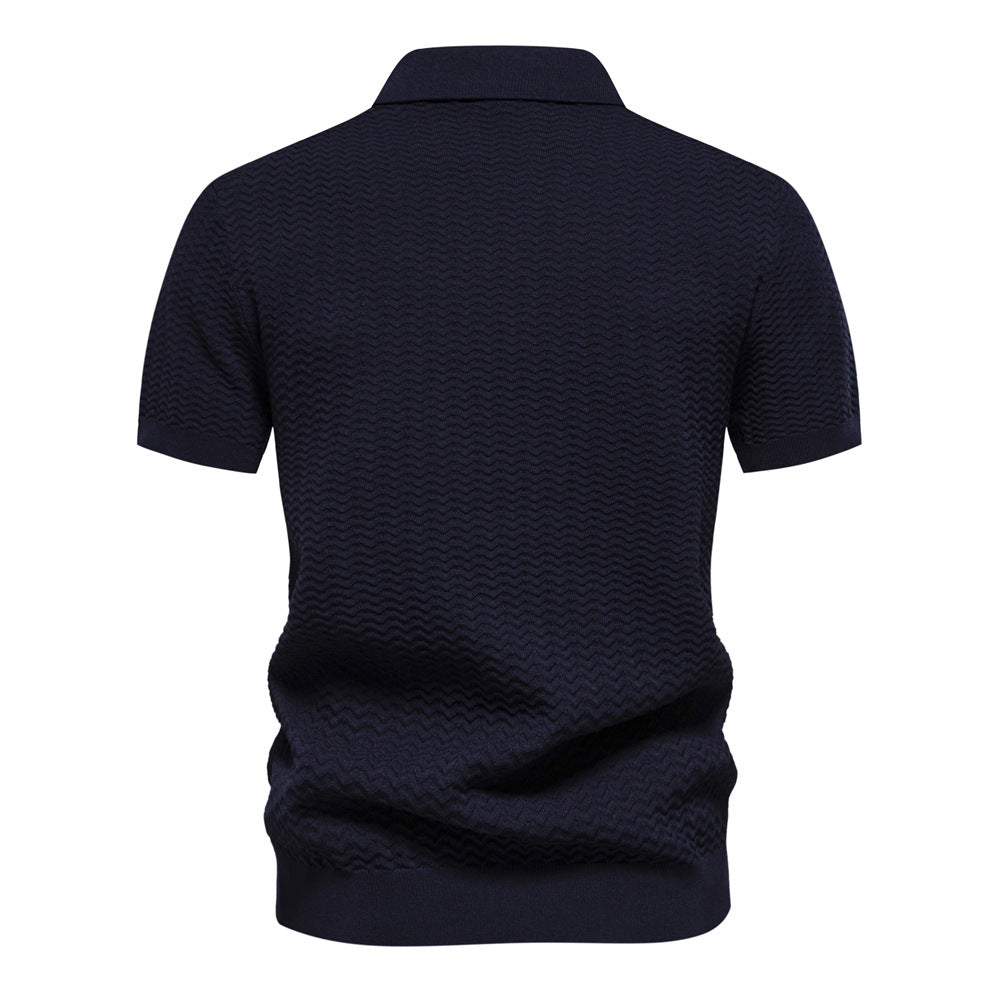 Men’s Striped Zip Polo Shirt
