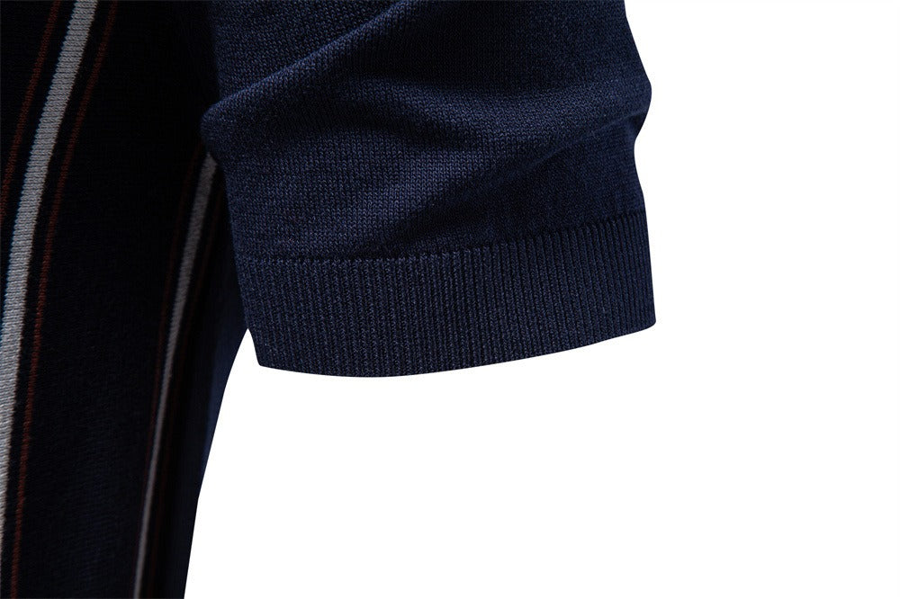 Men’s Striped Zip Knit Polo