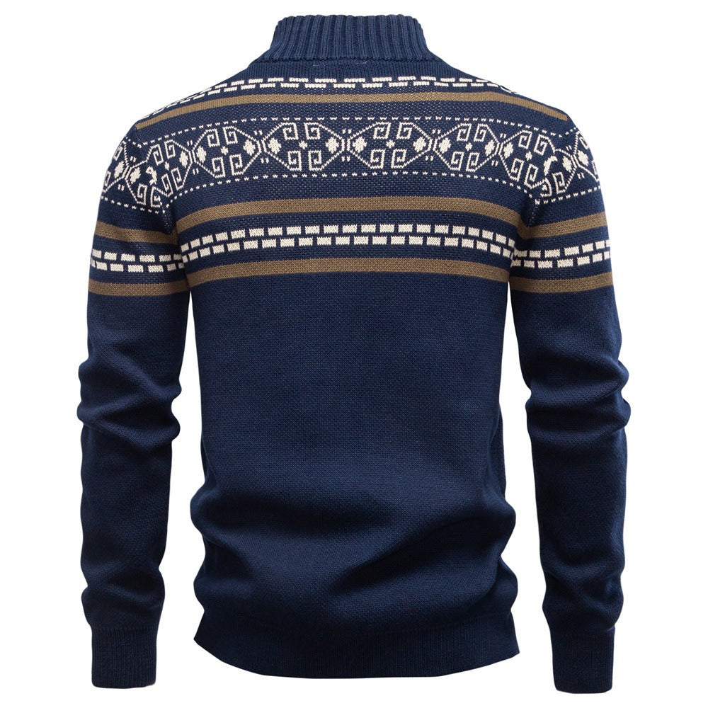 Men's Fair Isle Full-Zip Knit Sweater