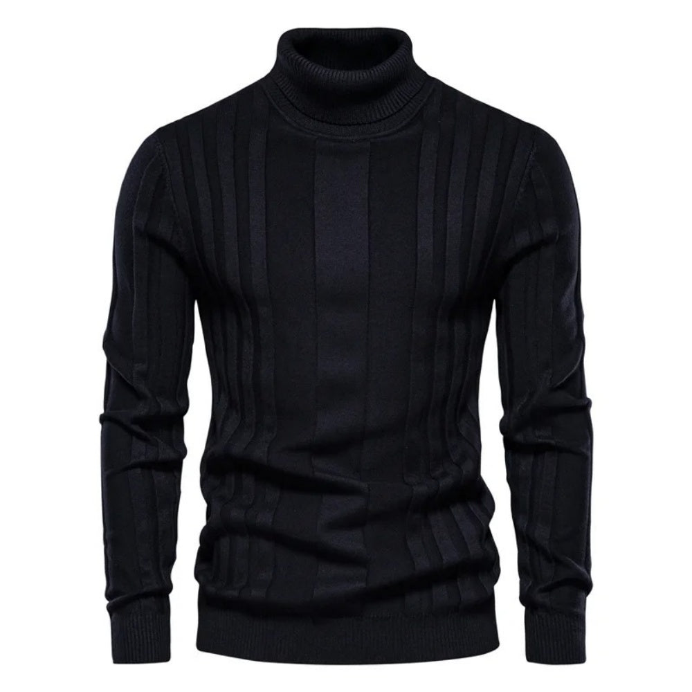 Men's Ribbed Turtleneck Knit Sweater