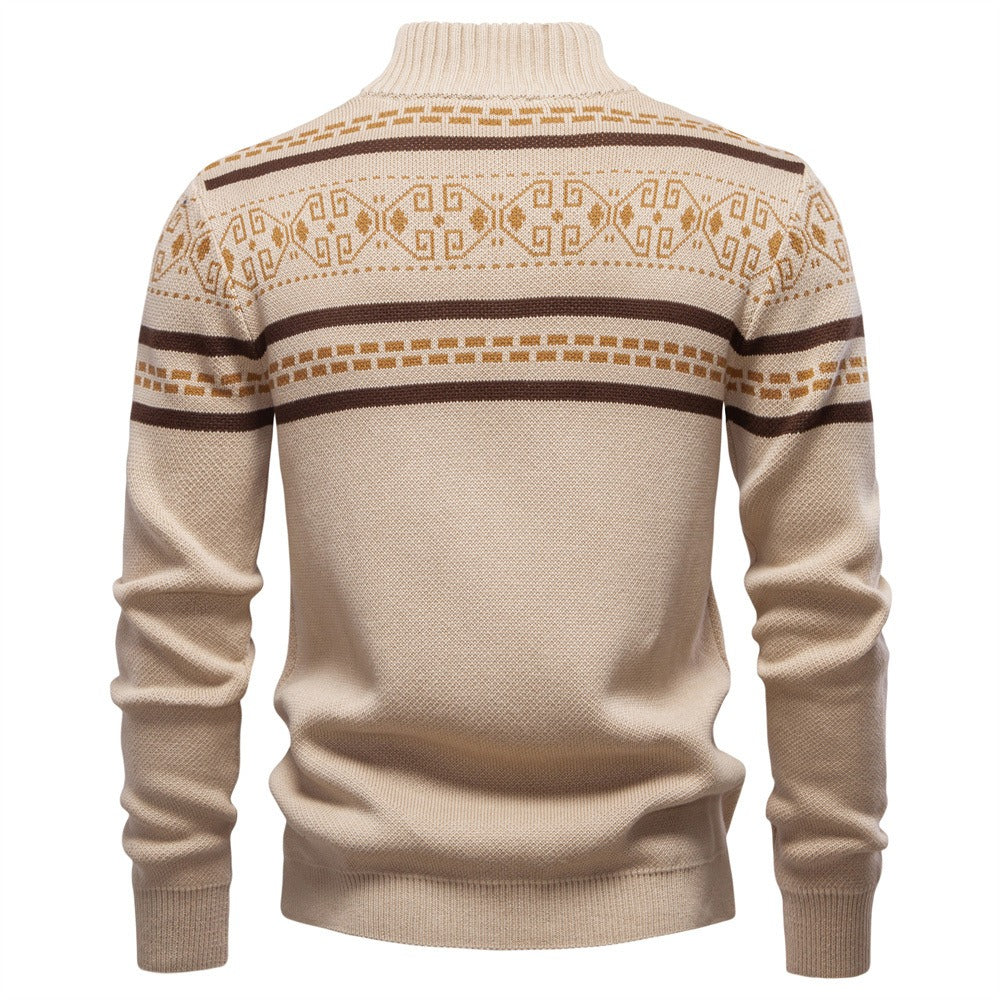 Men's Fair Isle Full-Zip Knit Sweater