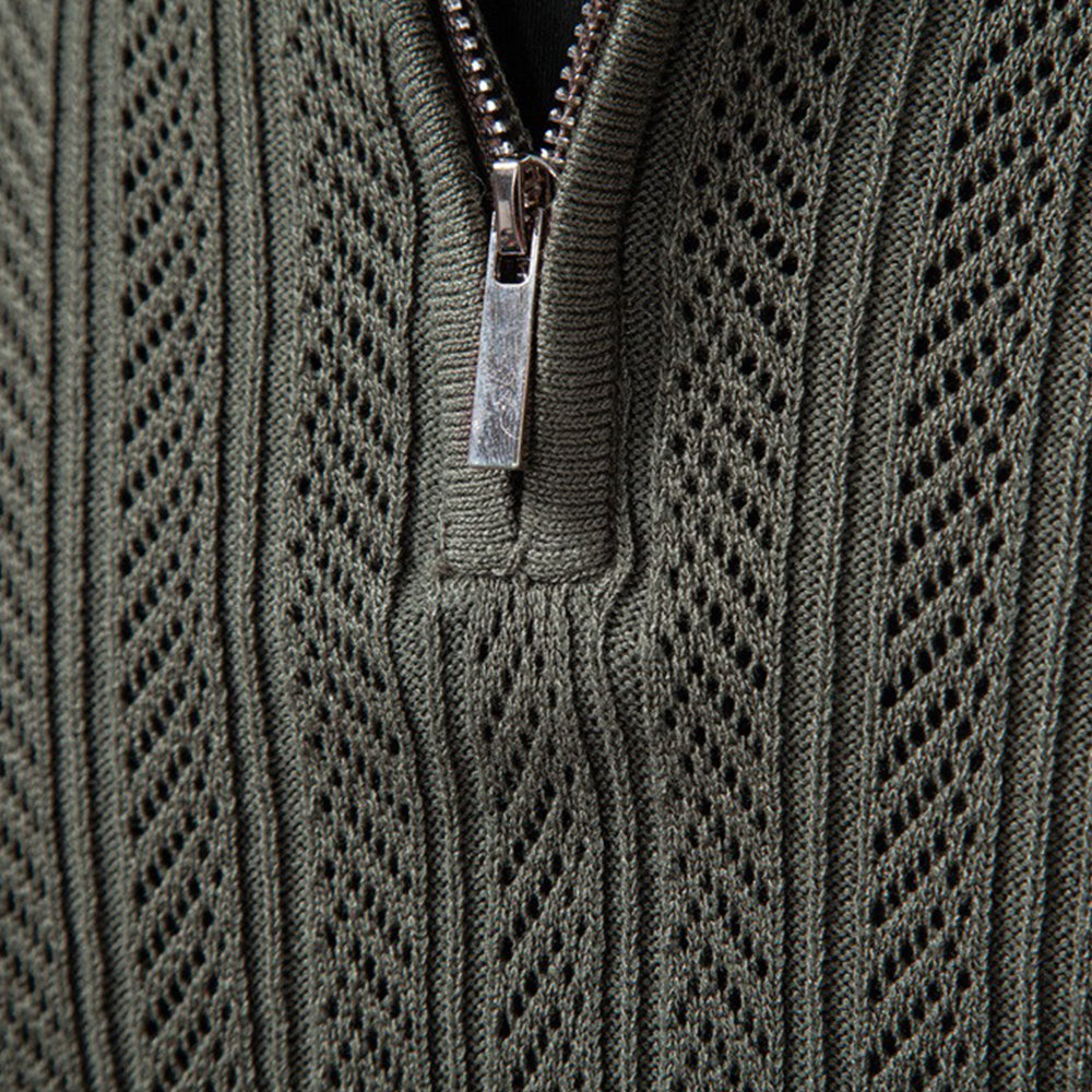 Men's Textured Quarter-Zip Polo Sweater