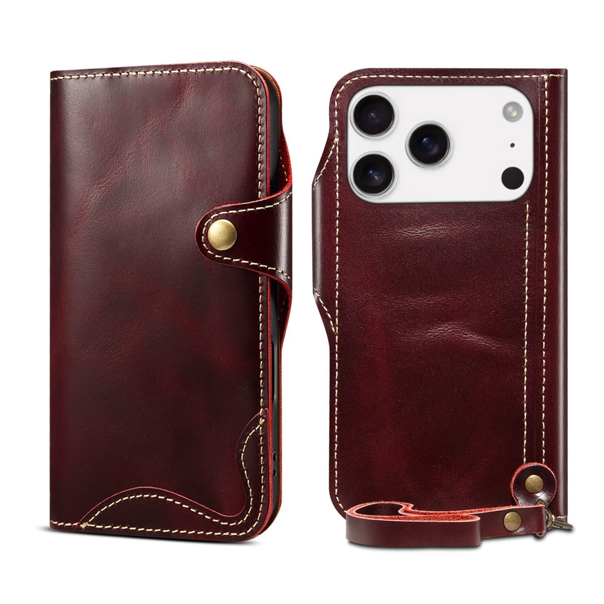 Genuine Leather Flip Case for iPhone