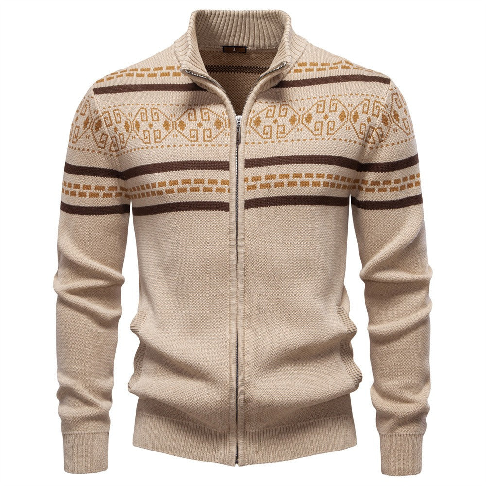 Men's Fair Isle Full-Zip Knit Sweater
