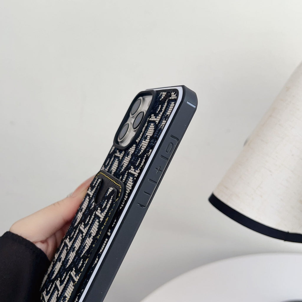 Dior Fabric iPhone Case Card Slot for 12 18 Pro Max Plus