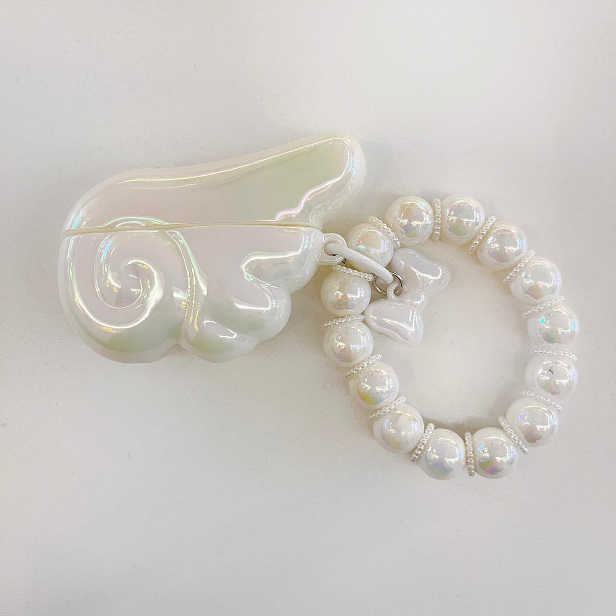 Angel Wing AirPods Case with Pearl & Beaded Charm