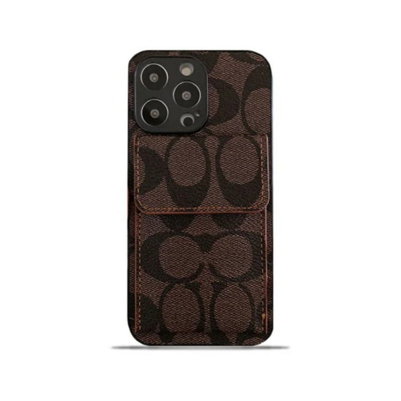 iPhone Case With Wallet Dark Brown