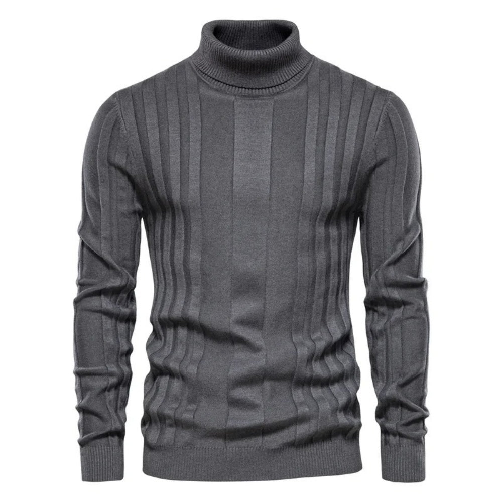 Men's Ribbed Turtleneck Knit Sweater