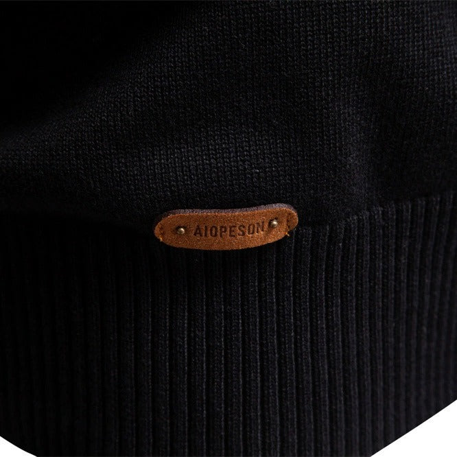 Men's Contrast Stripe Quarter-Zip Knit Sweater