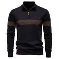 Men's Contrast Stripe Quarter-Zip Knit Sweater