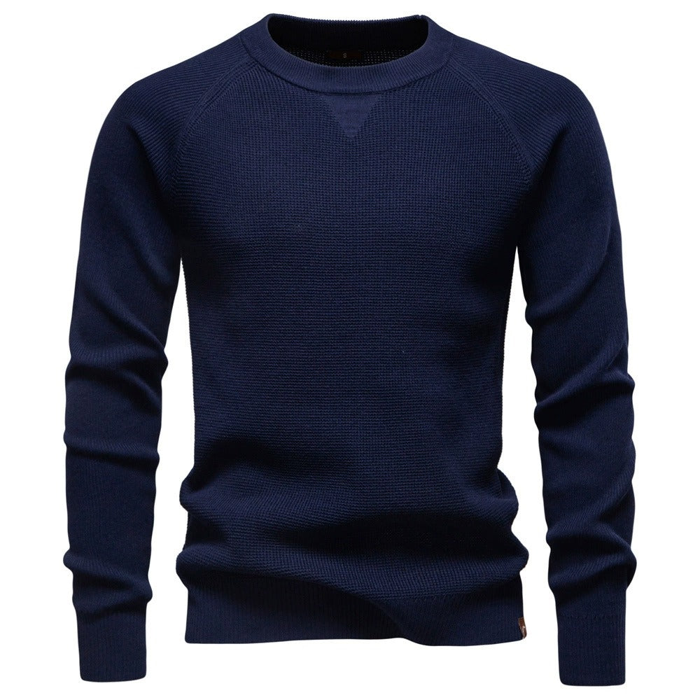 Men's Waffle Knit Crew Neck Sweater