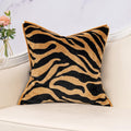 Black and Gold Square Velvet Zebra Print Cushion Cover