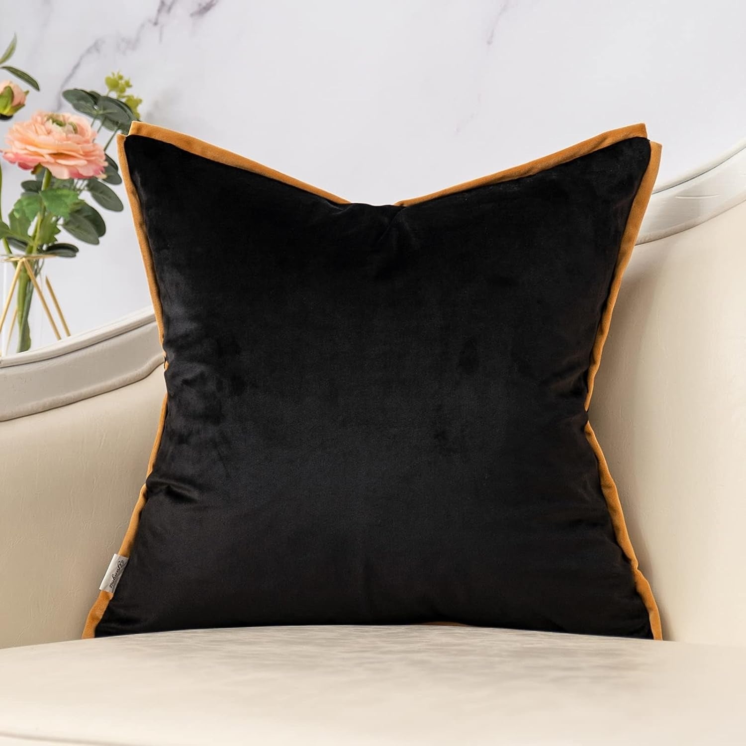 Black and Gold Square Velvet Zebra Print Cushion Cover
