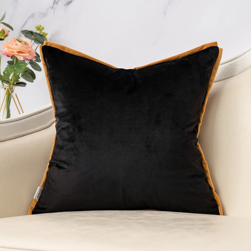 Black and Gold Square Velvet Zebra Print Cushion Cover