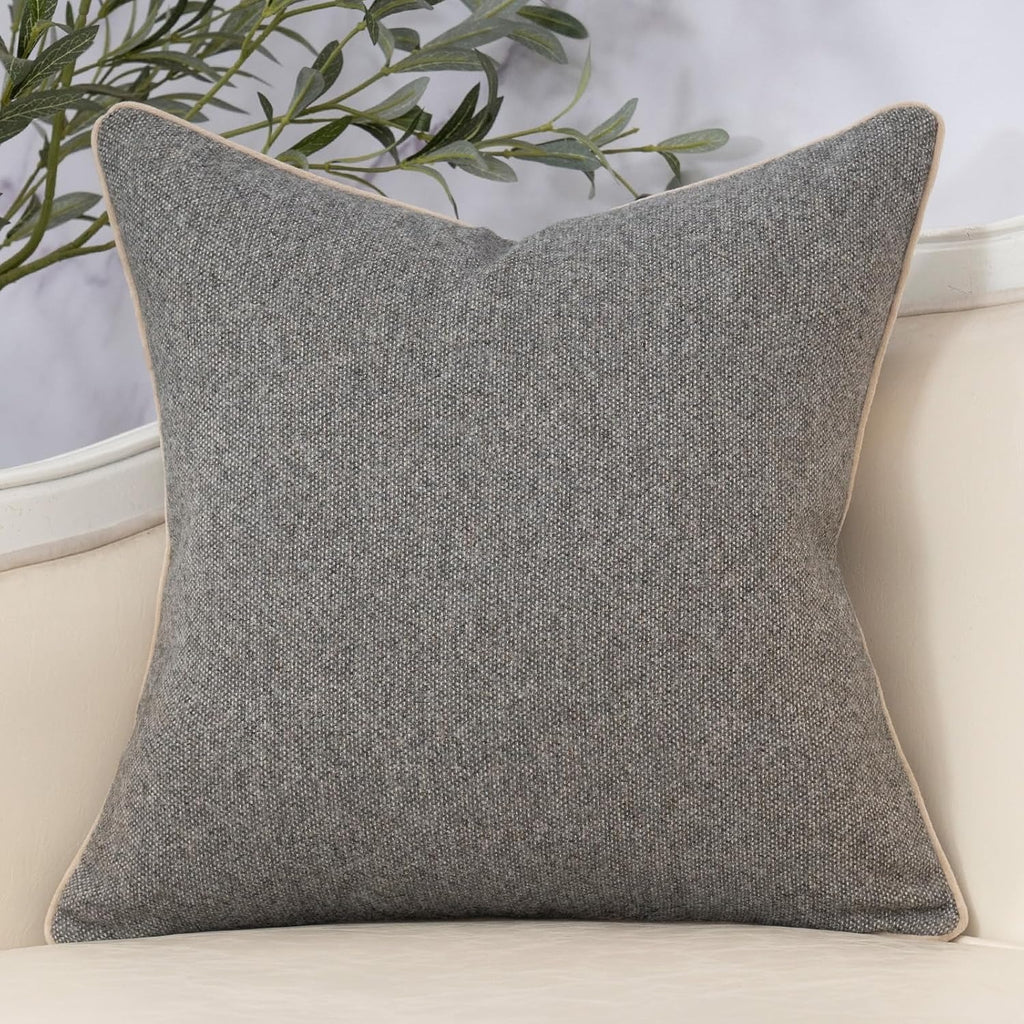 Neutral Floral Chenille Square Pillow Cover – Grey
