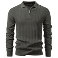 Men's Textured Quarter-Zip Polo Sweater