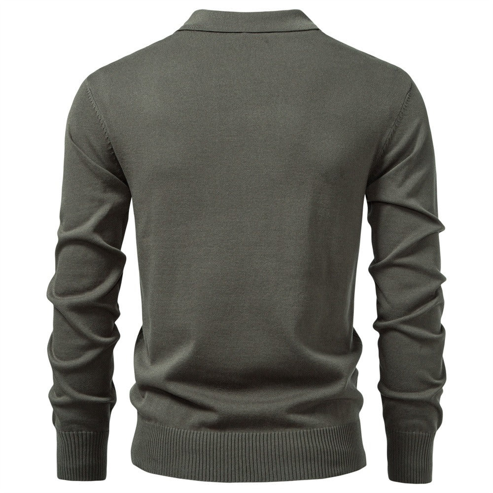 Men's Textured Quarter-Zip Polo Sweater