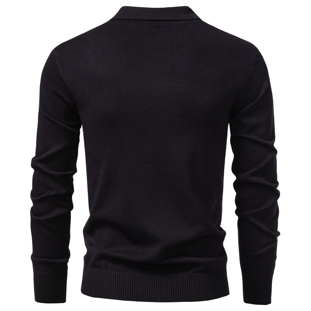 Men's Textured Quarter-Zip Polo Sweater