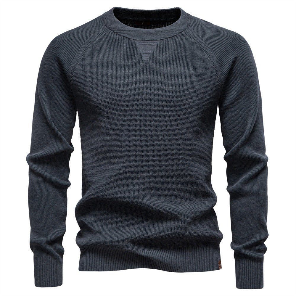 Men's Waffle Knit Crew Neck Sweater