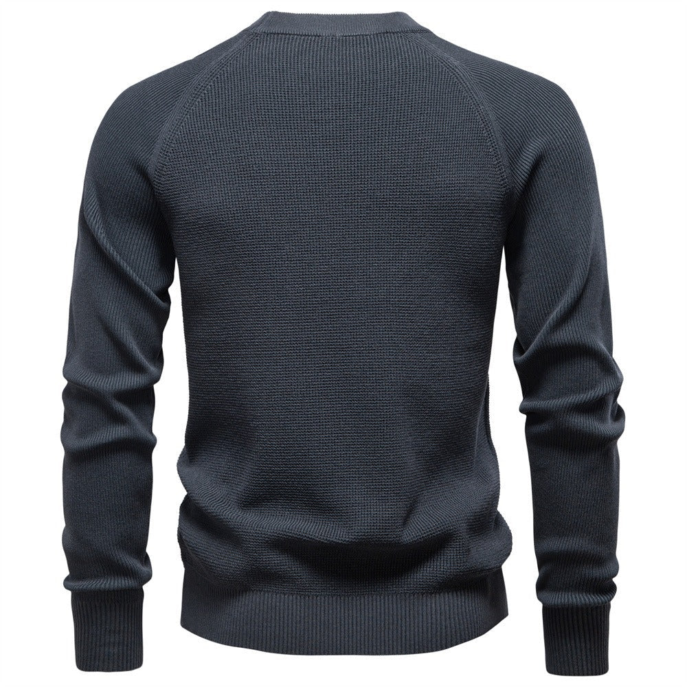 Men's Waffle Knit Crew Neck Sweater