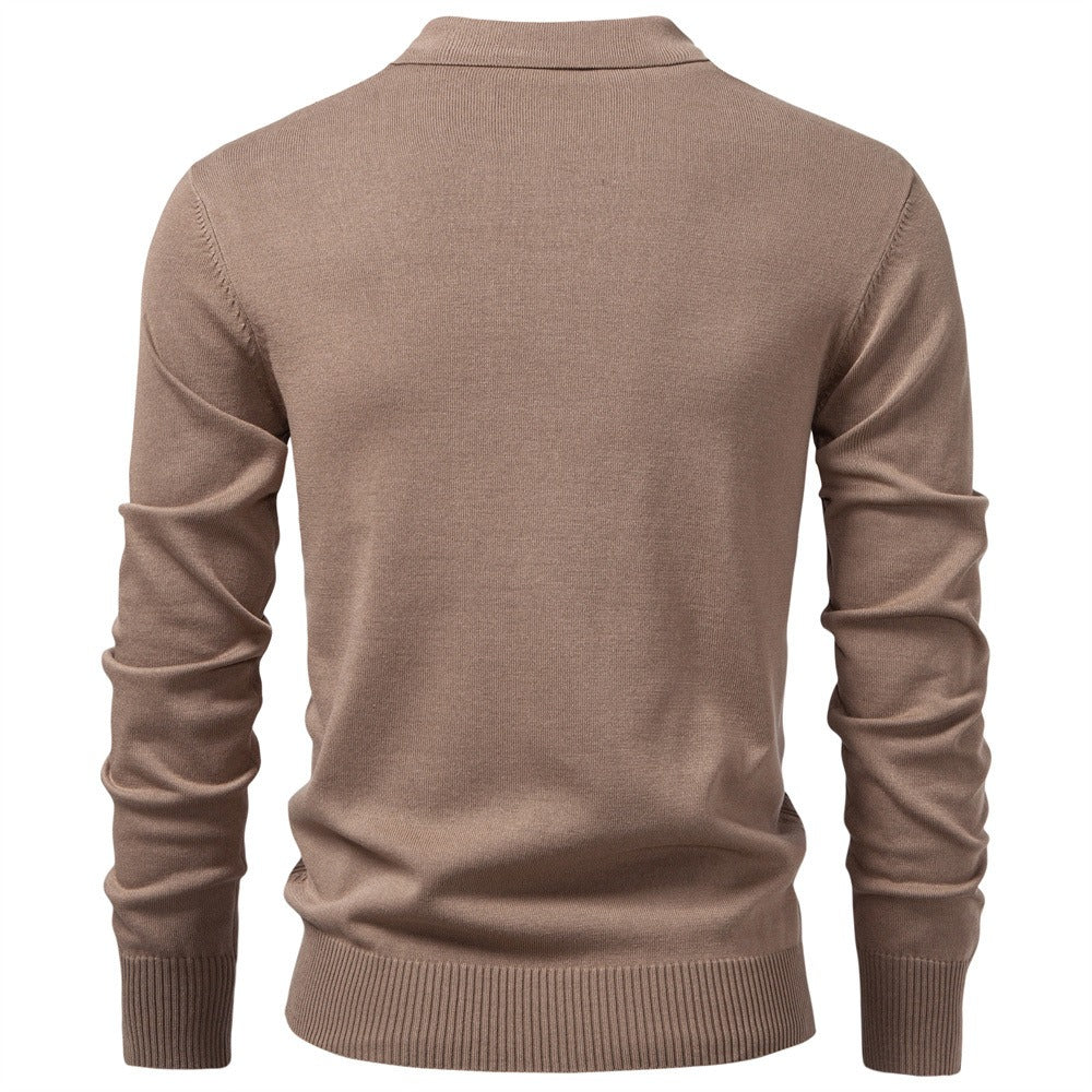 Men's Textured Quarter-Zip Polo Sweater