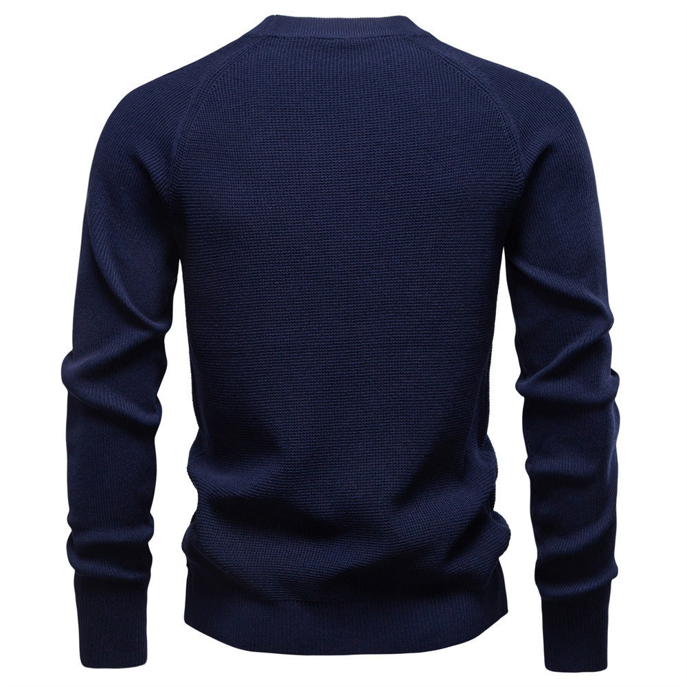 Men's Waffle Knit Crew Neck Sweater