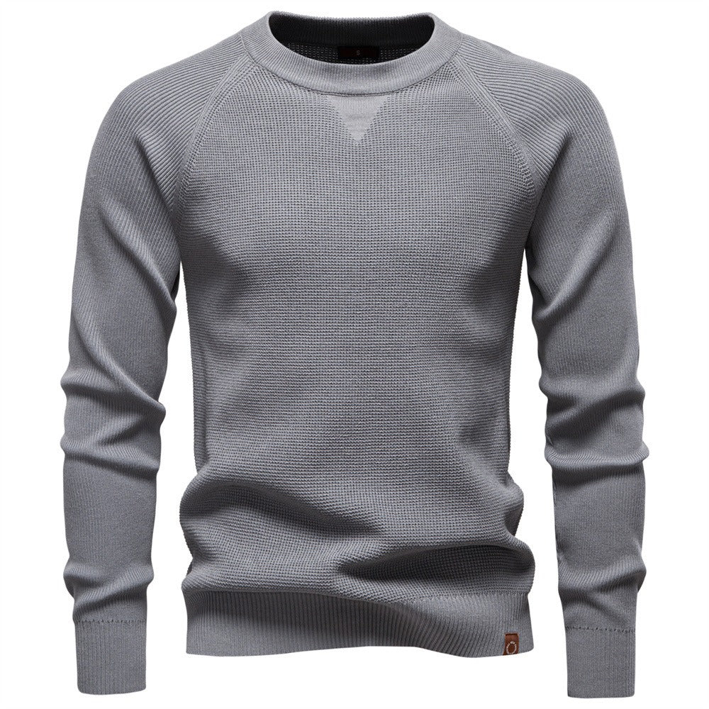 Men's Waffle Knit Crew Neck Sweater