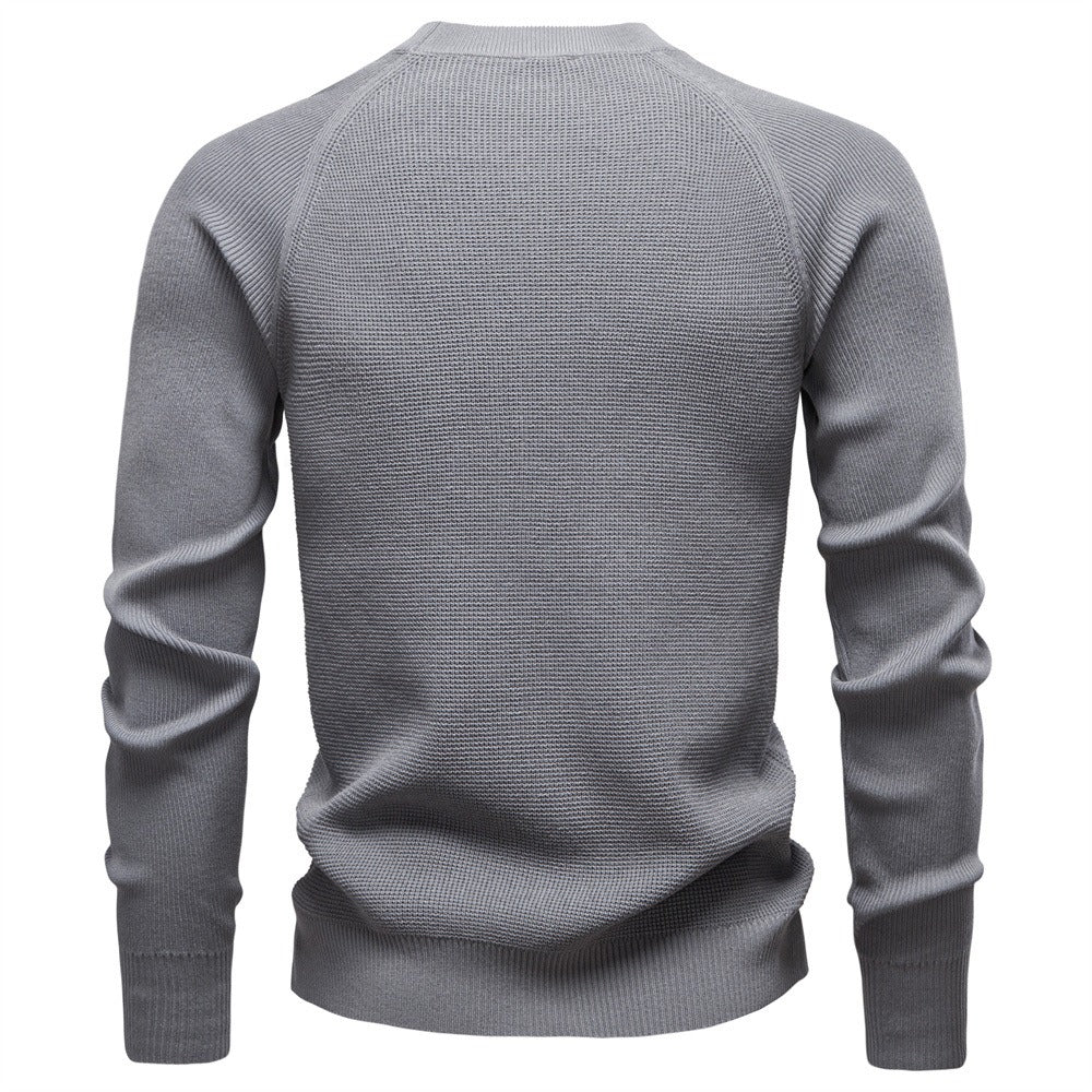 Men's Waffle Knit Crew Neck Sweater
