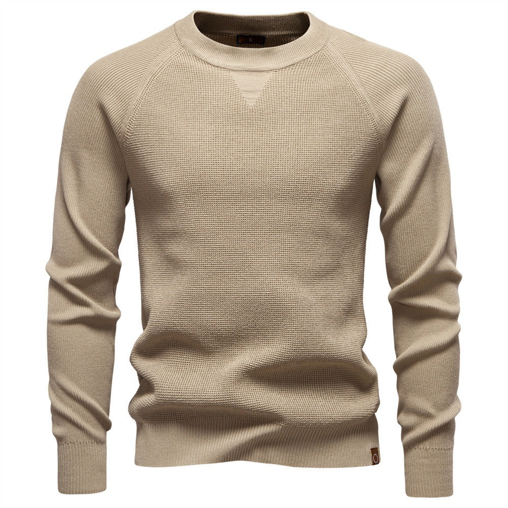 Men's Waffle Knit Crew Neck Sweater