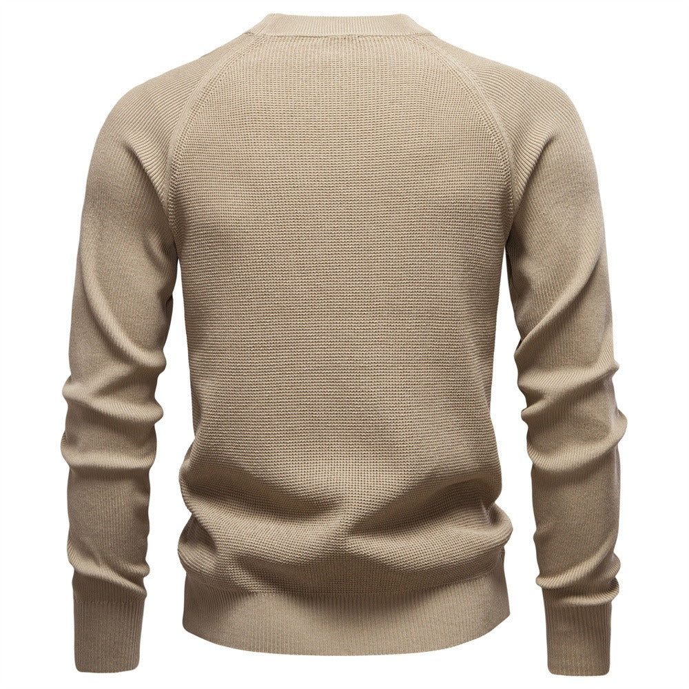 Men's Waffle Knit Crew Neck Sweater