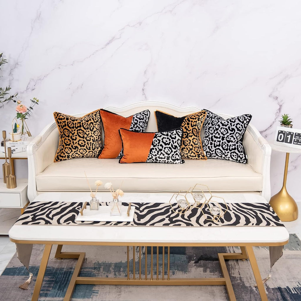 Black Square Velvet Zebra Print Cushion Cover